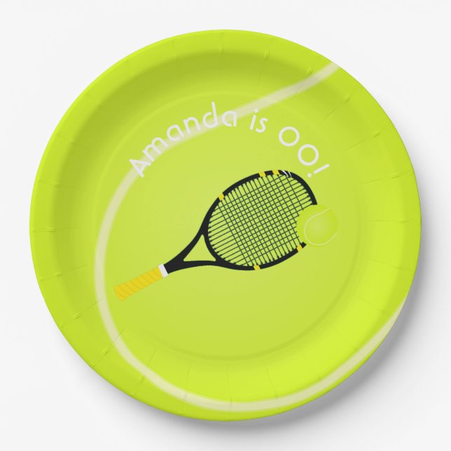 Assiettes En Carton Tennis thème Anniversaire fête personnalisée (Devant)