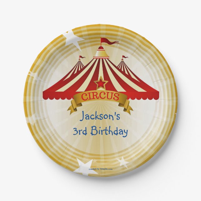 Assiettes En Carton Tente Cirque d'Anniversaire (Devant)