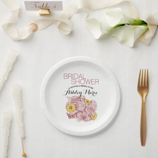 Assiettes En Carton Terra Cotta Bouquet Outdoor Personnalisé (Mariage)