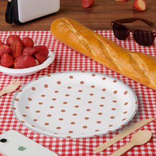 Assiettes En Carton Terra Cotta Pois Gray Trim