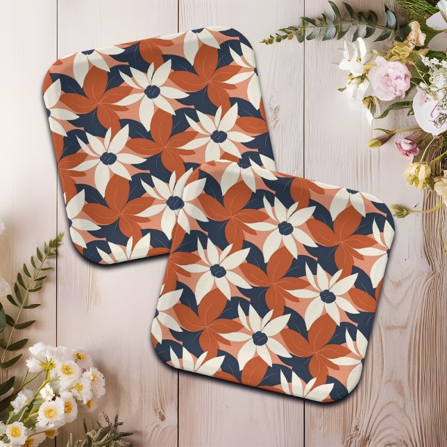 Assiettes En Carton Terracotta Blanc Floral Élégant (Créateur téléchargé)