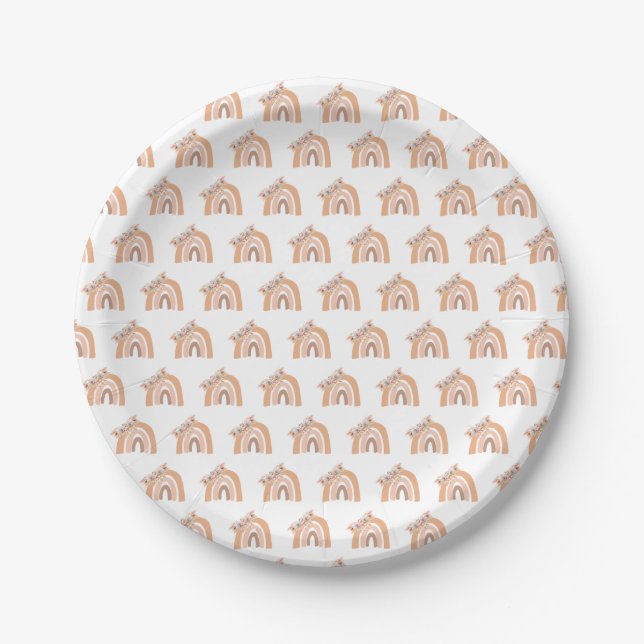 Assiettes En Carton Terracotta Boho Rainbow Pampas Grass (Devant)