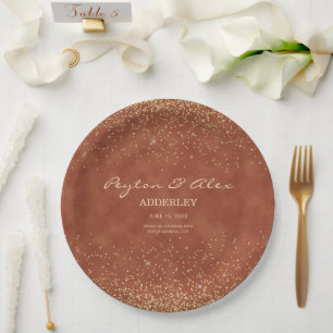 Assiettes En Carton Terracotta Gold Parties scintillant Réception de m