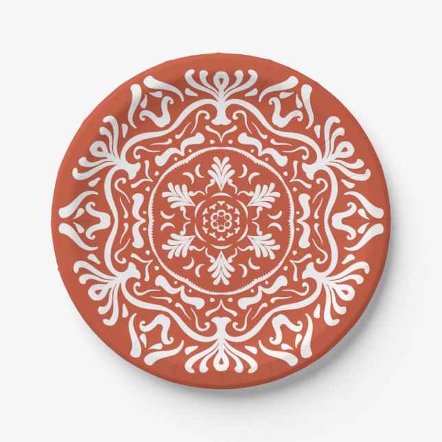 Assiettes En Carton Terracotta Mandala (Devant)