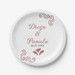 Assiettes En Carton Terracotta noir rustique espagnol mariage couple f