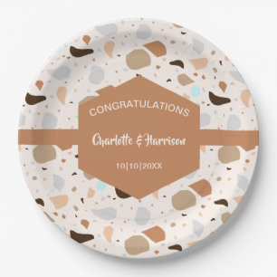 Assiettes En Carton Terrazzo Abstrait Terre Moderne