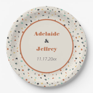 Assiettes En Carton Terrazzo Tile Confetti Style Moderne Tons de Terre