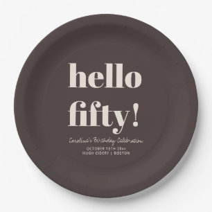 Assiettes En Carton Terre Audacieuse Marron Moderne 50e Anniversaire P