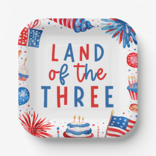 Assiettes En Carton Terre Des Trois 4 juillet 3e Fête D'Anniversaire