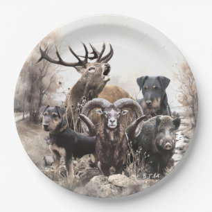 Assiettes En Carton Terrier de chasse allemand