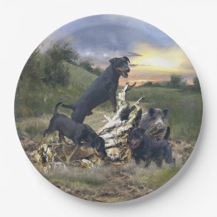 Assiettes En Carton Terrier de chasse allemand (Jagdterrier)