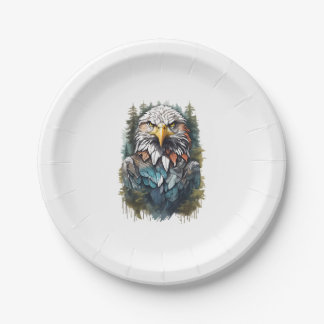 Assiettes En Carton Tête d'aigle en forêt