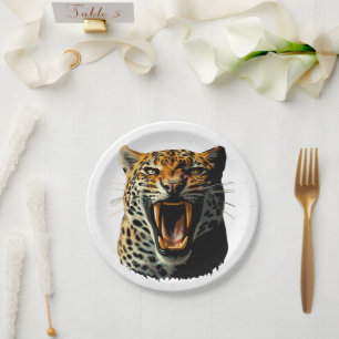 Assiettes En Carton Tête d'attaque du léopard