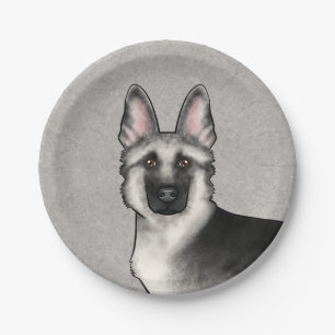 Assiettes En Carton Tête de chien allemand Silver Sable mignon