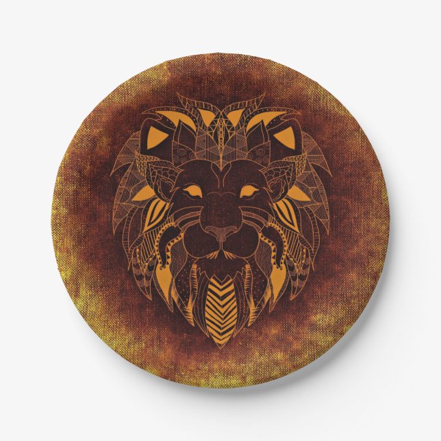 Assiettes En Carton Tête de lion rustique (Devant)