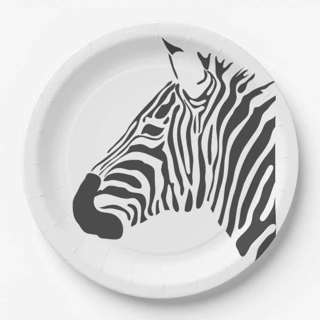 ASSIETTES EN CARTON TÊTE DE ZÈBRE (Devant)