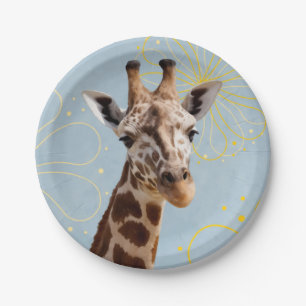Assiettes En Carton Tête inclinée de la girafe