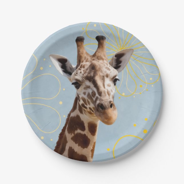 Assiettes En Carton Tête inclinée de la girafe (Devant)