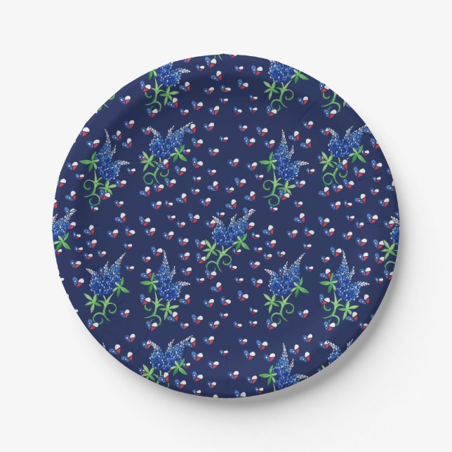 Assiettes En Carton Texas Bluebonnets Texan Lone État étoile (Devant)