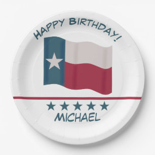 Assiettes En Carton Texas Lone Star Drapeau Nom Personnaliser Annivers