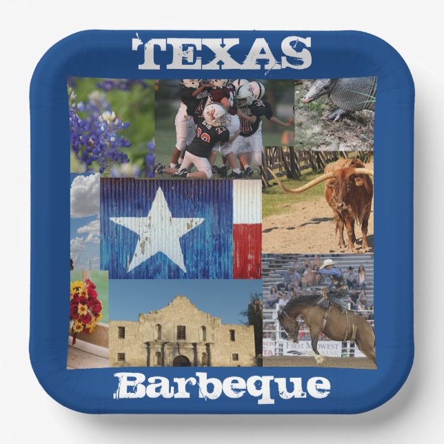 Assiettes En Carton Texas Photo Mosaic  (Recto)