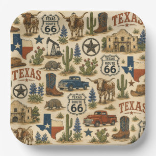 Assiettes En Carton Texas Route 66 Ranch de fête