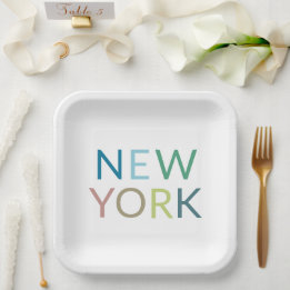 Assiettes En Carton Texte coloré de New York