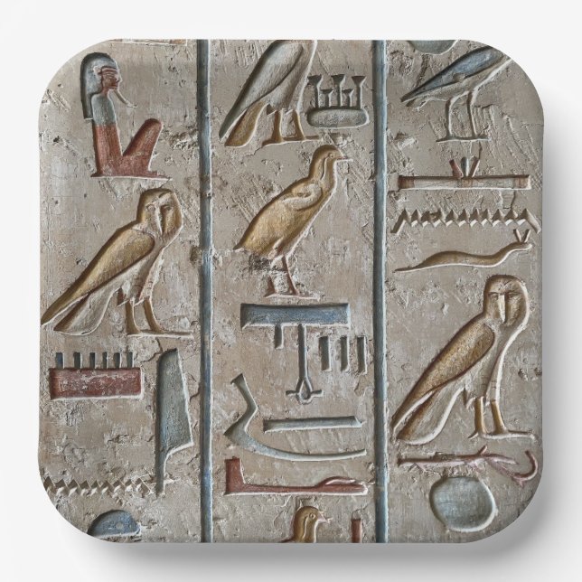 Assiettes En Carton Texte gravé en langue Égypte antique Hiéroglyphe (Recto)