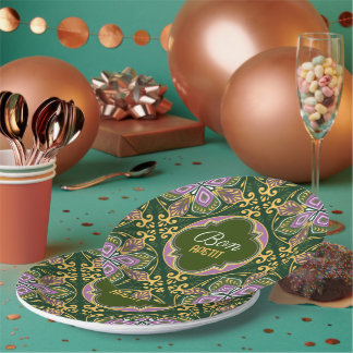 Assiettes En Carton Texte personnalisé Olivier et lavande Azulejos