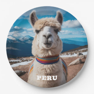Assiettes En Carton Texte personnalisé Pérou Llama