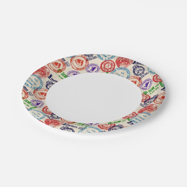 Assiettes En Carton Texture avec de vrais timbres. (Angle)