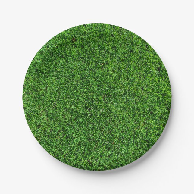 Assiettes En Carton Texture d'herbe verte (Devant)