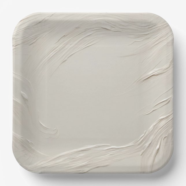 Assiettes En Carton Texture ivoire Abstraite (Recto)