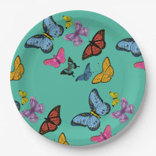 Assiettes En Carton Texture motif papillon