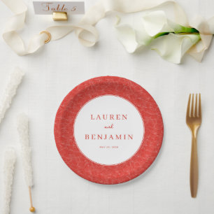 Assiettes En Carton Texture rouge élégante tourbillonnante