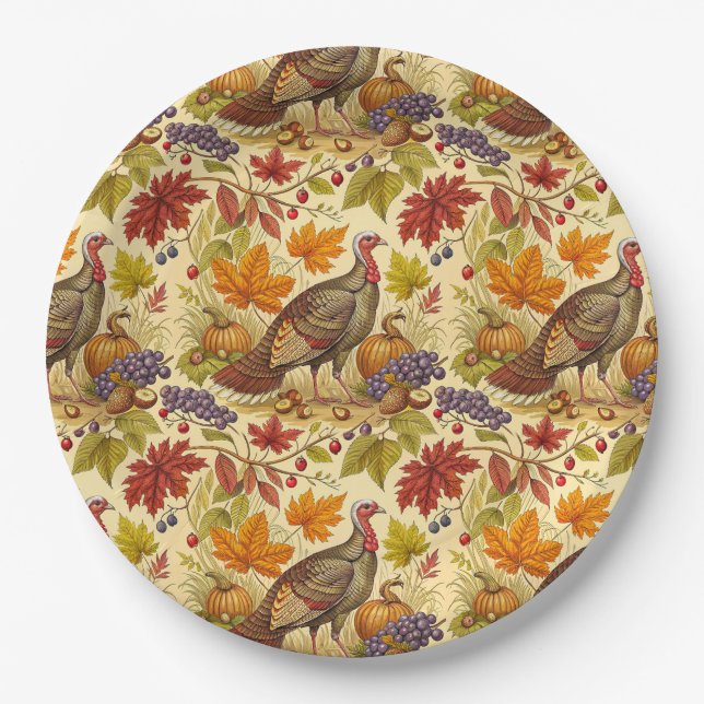 Assiettes En Carton Thanksgiving Abundance (Devant)
