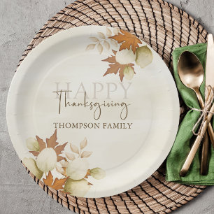 Assiettes En Carton Thanksgiving Automne Automne Végétation Élégante F