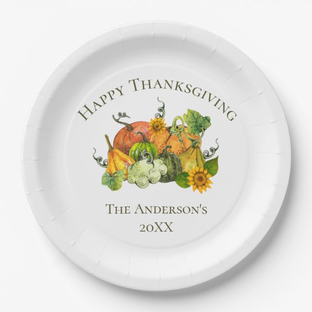 Assiettes En Carton Thanksgiving automne Citrouilles d'automne personn (Devant)