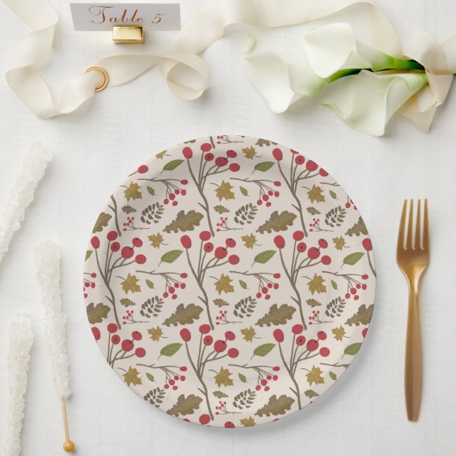 Assiettes En Carton Thanksgiving Autumn Leaves Fall Dinner (Mariage)