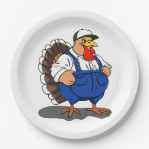 Assiettes En Carton Thanksgiving, Cartoon Farmer Turquie,