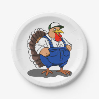 Assiettes En Carton Thanksgiving, Cartoon Farmer Turquie,