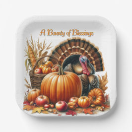 Assiettes En Carton Thanksgiving Cornucopia Turkey Party