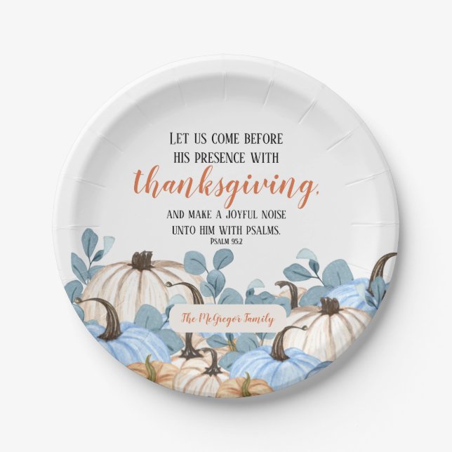 Assiettes En Carton Thanksgiving Diner Écriture Citrouille Patch Famil (Devant)