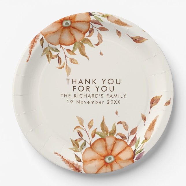 Assiettes En Carton Thanksgiving Dîner Invitation Boho Theme (Devant)