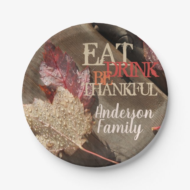 Assiettes En Carton Thanksgiving Eat Drink Be Thanksgiving Rustic Phot (Devant)