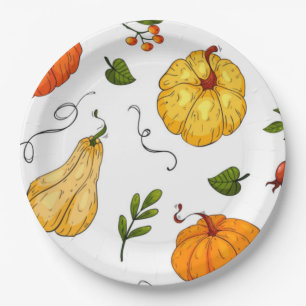 Assiettes En Carton Thanksgiving Holiday Fall Citrouille Modern Orange