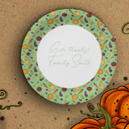 Assiettes En Carton Thanksgiving légumes motif vert coutume