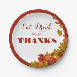 Assiettes En Carton Thanksgiving Mangez Boire et Donnez Merci Feuilles