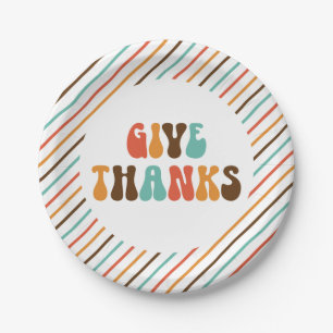 Assiettes En Carton Thanksgiving Retro Donner Merci Plaques de papier
