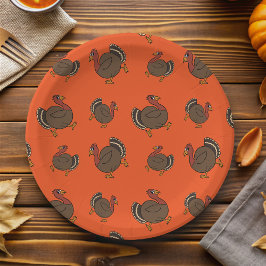 Assiettes En Carton Thanksgiving Turquie Motif Plaque en papier orange